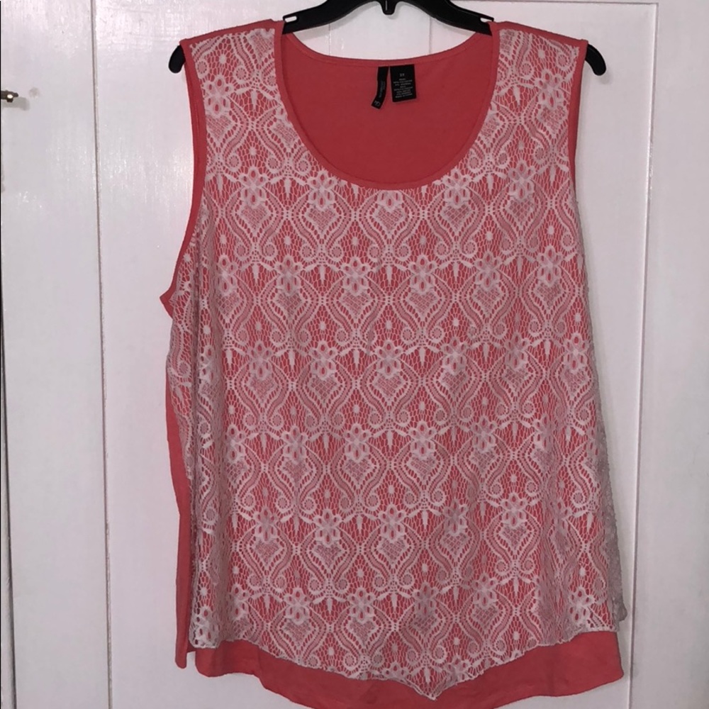 New Directions Peach with Lace Overlay Tank-top!